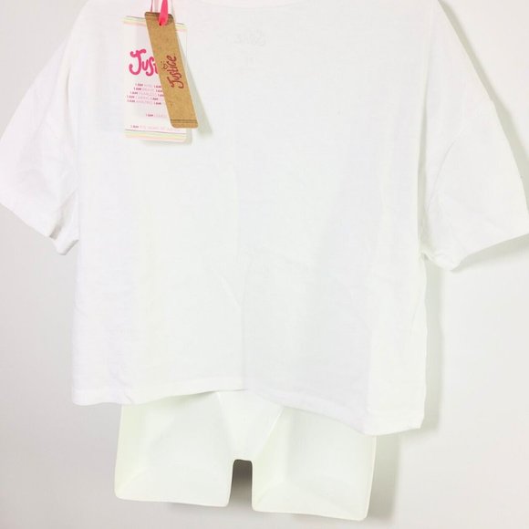 Justice Girls Glitter Tank T-Shirt Short Sleeve Pocket Front Size S (7-8) New - Picture 3 of 4